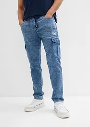Regular Fit Cargo Jeans i dra på-modell, Tapered, bonprix