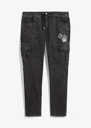 Regular Fit Cargo Jeans i dra på-modell, Tapered, bonprix