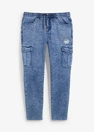 Regular Fit Cargo Jeans i dra på-modell, Tapered, bonprix