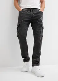 Regular Fit Cargo Jeans i dra på-modell, Tapered, bonprix