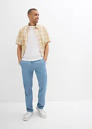 Tunna dra-på jeans med lin, Straight Regular Fit, bonprix