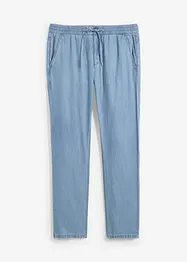 Tunna dra-på jeans med lin, Straight Regular Fit, bonprix