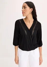 Topp med spets och omlottlook, bonprix