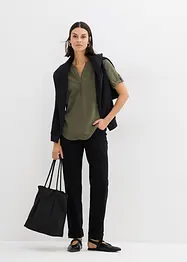 Kortärmad blus i fast viskosmix, bonprix