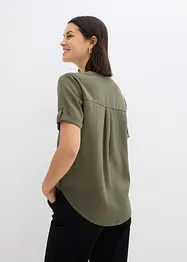 Kortärmad blus i fast viskosmix, bonprix