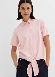 Kortärmad blus med rändder och knutdetalj, bonprix