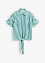 Kortärmad blus med rändder och knutdetalj, bonprix