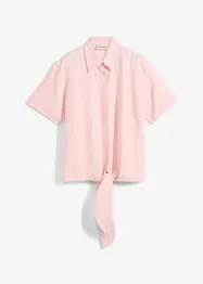 Kortärmad blus med rändder och knutdetalj, bonprix