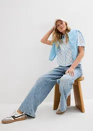 Kortärmad blus, rutig, bonprix