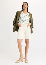 Mönstrad blus med volanger, bonprix