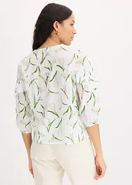 Mönstrad blus med volanger, bonprix