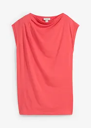Topp i mjuk materialmix med lätt draperad ringning, bonprix