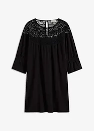 Jerseyklänning med virkad spets, bonprix