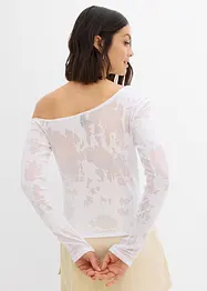 Off-shoulder-topp med ausbrennermönster, bonprix