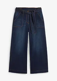 Jeans med vida ben, High Waist och resårlinning, cropped, bonprix