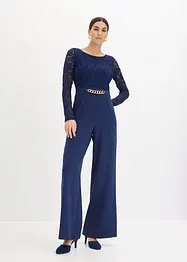 Jumpsuit med spets och kedja framtill, bonprix