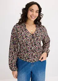 Långärmad topp med omlottlook, bonprix