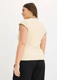 Ribbstickad topp med krusade avslut, bonprix