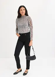 Långärmad topp med glittrande detaljer, bonprix