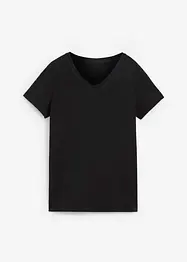 Sömlös T-shirt med V-ringning och ekologisk bomull, bonprix