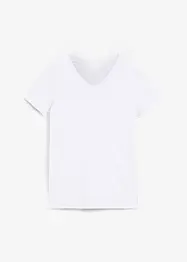 Sömlös T-shirt med V-ringning och ekologisk bomull, bonprix
