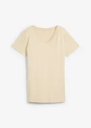 Sömlös T-shirt med V-ringning och ekologisk bomull, bonprix