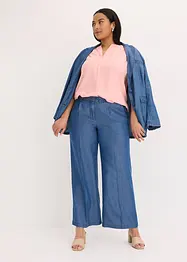Kortärmad blus med dold knappslå, bonprix