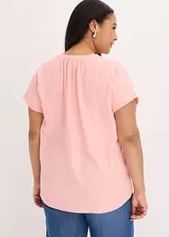 Kortärmad blus med dold knappslå, bonprix