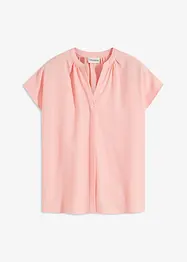 Kortärmad blus med dold knappslå, bonprix