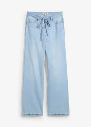 Wide Leg Jeans, Mid Waist, med knytskärp, bonprix