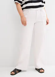 Wide Leg Jeans, Mid Waist, med knytskärp, bonprix