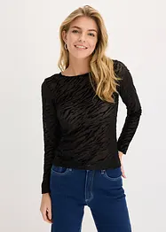 Långärmad lätt transparent topp, bonprix