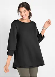 Lång sweatshirt i materialmix, bonprix
