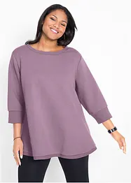 Lång sweatshirt i materialmix, bonprix