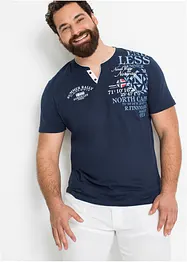 T-shirt med kort knappslå och korta ärmar, av bomull, bonprix
