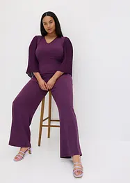 Jerseyjumpsuit  med plisserade ärmar i fin chiffong, bonprix