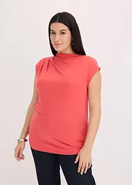 Topp i mjuk materialmix med lätt draperad ringning, bonprix