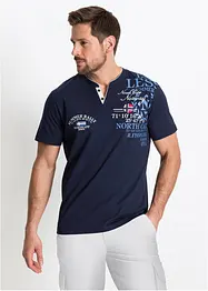 T-shirt med kort knappslå och korta ärmar, av bomull, bonprix