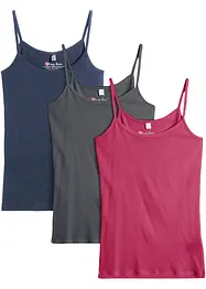 Linne med smala axelband, av ren bomull (3-pack), bonprix