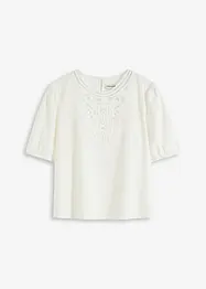 Kortärmad blus med spets, bonprix