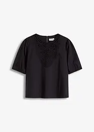 Kortärmad blus med spets, bonprix
