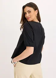 Kortärmad blus med spets, bonprix