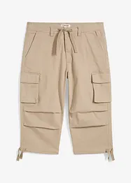 Stretchig cargobyxa med vida ben i 3/4-längd, Loose Fit, bonprix