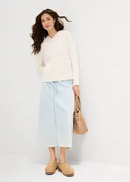 Mellanlång jeanskjol Mid Waist, Super Soft, bonprix