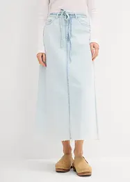 Mellanlång jeanskjol Mid Waist, Super Soft, bonprix