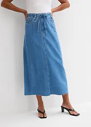 Mellanlång jeanskjol Mid Waist, Super Soft, bonprix