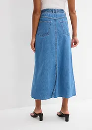 Mellanlång jeanskjol Mid Waist, Super Soft, bonprix