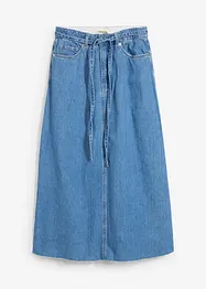 Mellanlång jeanskjol Mid Waist, Super Soft, bonprix