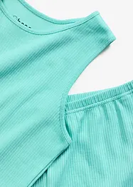Ribbstickad bomullspyjamas med shorts, bonprix