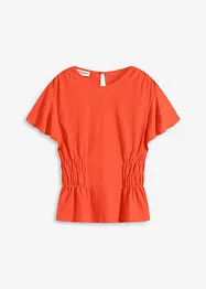 Topp med smock i kräppad jersey, bonprix